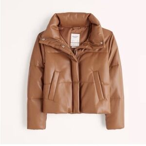 Abercrombie and fitch cropped vegan leather puffer medium